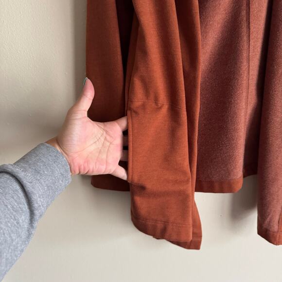 Eddie Bauer Rusty Orange Fleece Waterfall Open Front Hooded Cardigan - XS - Picture 3 of 8